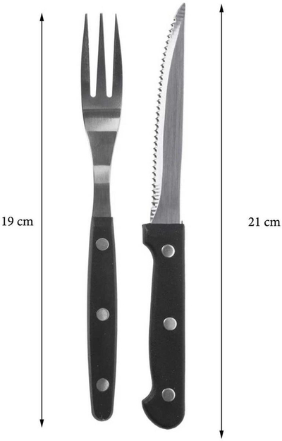 Set takëmesh për steak e pica, 4 thika, 4 pirunë, çelik inox