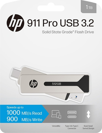 USB PNY 911 Pro, 1TB, USB 3.2 Gen 2, Type A dhe Type C, e zezë
