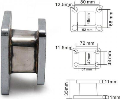 Fllanxhë reduktuese turbo TurboWorks T25 në T4, çelik inox