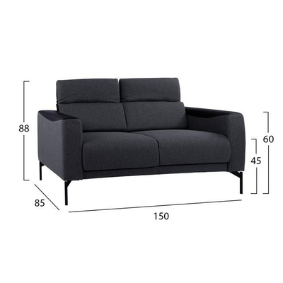 Set divanësh Tricia 2-pjesësh HM11273, gri/ zezë