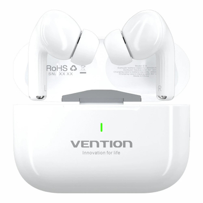 Слушалки TWS Vention Echo Lite E11, Bluetooth 5.4, 30 часа батерија, бели