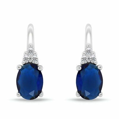 Set Pendant dhe vathë për femra Brilio Silver, të argjendtë/ të kaltër