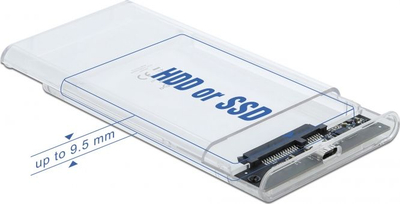 Kuti eksternale Delock 2.5" SATA HDD SSD, USB C 3.2 Gen 2, transparente