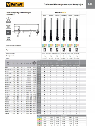 Gjintonik makinerik FANAR MasterTap M10x1, HSSE PM, PVD, i zi