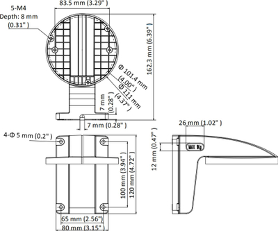 Mbajtëse muri për kamera Hikvision DS-1258ZJ, plastike ABS, deri 1kg, e zezë