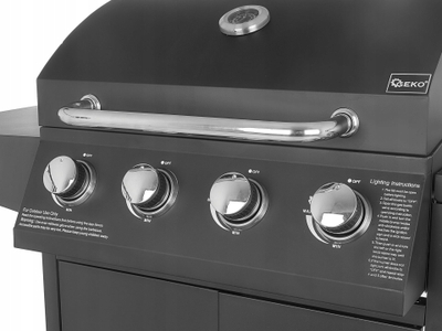 Grill me gaz Garden, 14.5 kW, 4+1 djegës, i zi