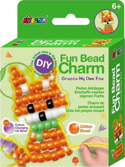 Set kreativ Avenir Fun Bead Charm Make My Own Fox, varëse dhelpër, rruaza shumëngjyrëshe, për fëmijë 6+