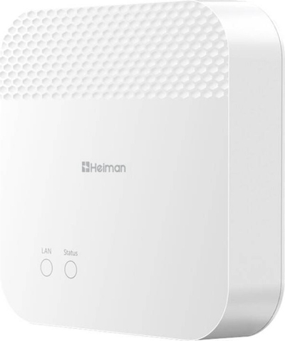 Gateway smart Heiman HS6GW, Zigbee Wi‑Fi, Ethernet LAN, i bardhë