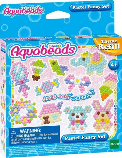 Set rruaza krijuese Aquabeads Pastel Fancy, refill, për kalamaj 4+