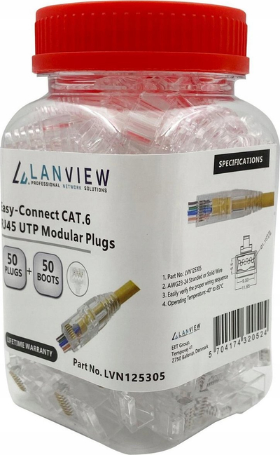 Konektor rrjeti Lanview RJ45 UTP, Cat6, set 50 copë, transparent