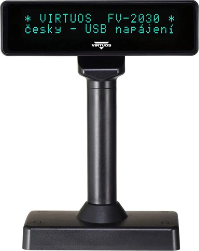 Display klientësh Virtuos FV-2030B, VFD 2x20, USB, i zi