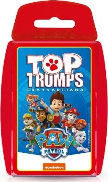 Lojë letra Top Trumps PAW Patrol për kalamaj, me kuti plastike, e kuqe