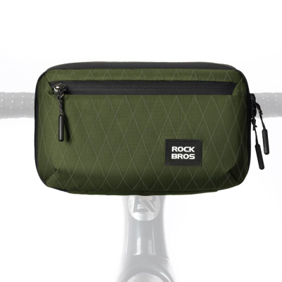 Çantë timoni biçiklete Rockbros 2.1L, montim me rripa, jeshile