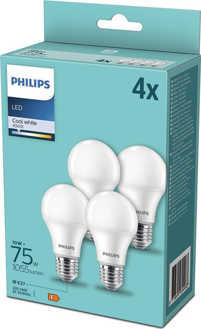 Llampa LED Philips, set 4 copë, ekuivalente 75W, 4000K, të bardha neutrale