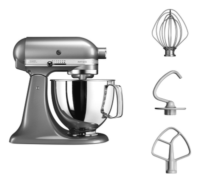 Mikser qëndrues KitchenAid Artisan 5KSM125ECU, 4.8L, 300W, argjendtë