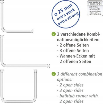 Shkop perde dushi Wenko Shower Rod 192161, 80 cm, alumin, i bardhë