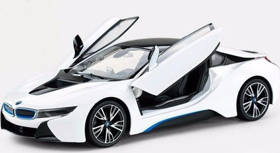 Makine lodër me telekomandë Rastar BMW i8, R/C 27MHz, shkallë 1:14, e bardhë