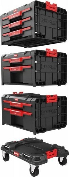 Kuti veglash me rrota Qbrick PRO Drawer, sistem modular me sirtarë, rezistente ndaj goditjeve, e zezë