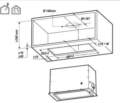 Okap kuzhine Elica Lane BL/A/52, i integrueshëm, Touch Control, i zi