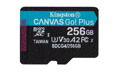 Kartë memorie MicroSDXC Kingston Canvas Go Plus, 256GB, me adapter