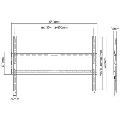 Mbajtëse statike për TV Brateck KL32-46F, 37"-80", 45kg