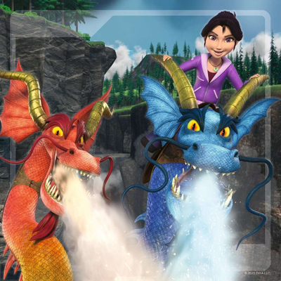 Puzzle për kalamoj Ravensburger Dragons, set me 3 copa, 49 copa secila, shumëngjyrëshe