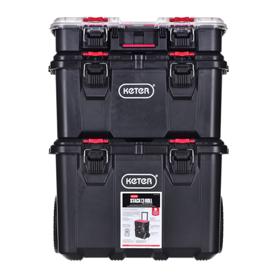 Sistem modular veglash Keter Stack N Roll 250927, me rrota, dorezë teleskopike, i zi