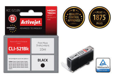 Ngjyrë për printer Activejet ACC-521BN (zëvendësim për Canon CLI-521Bk), 10 ml, e zezë