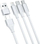 Kabllo USB 3MK Hyper Cable 3in1, USB A në USB C microUSB Lightning, 1.5 m, e bardhë
