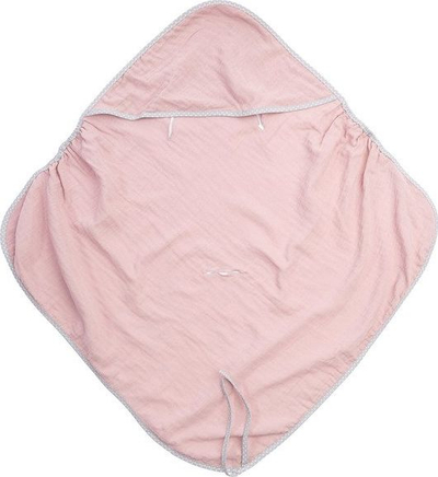 Mbështjellës museline për karrocë Sensillo Muslin Wrap, 75x75cm, me kapuç, rozë