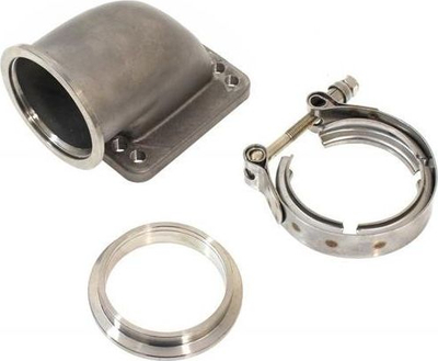 Reduktim bërryl turbo T3 T4 për V Band 3", çelik inox, ngjyrë argjendi