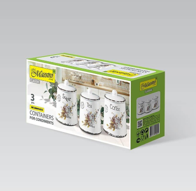 Set enësh kuzhine Maestro Retro MR20049-03CS, 3 copë, qeramike, e bardhë