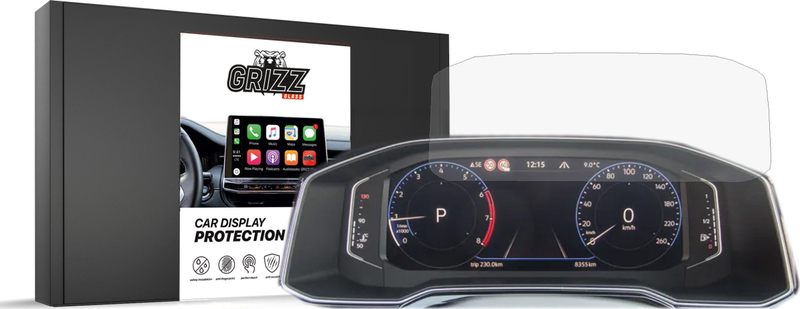 Folie mbrojtëse ekrani GRIZZ MatteScreen për Volkswagen Polo Digital Cockpit 8", mat, kundër gjurmëve të gishtërinjve, transparente