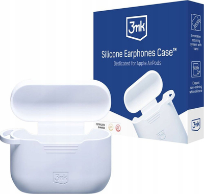 Kuti silikoni mbrojtëse për Apple AirPods Pro, me kapak, me karabinier, e bardhë