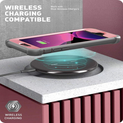 Mbulesë telefoni I-Blason Ares Clear për iPhone SE 2020 8 7, me mbrojtës ekrani, rozë