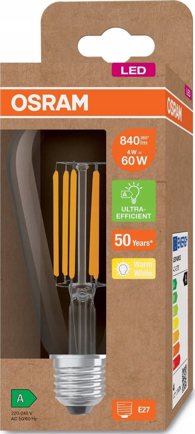 Llampë LED Osram Edison A64, 4W 840 lm, E27, dritë e ngrohtë