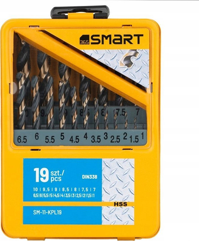 Set gërrmuesish metali Smart Drill SM-11-KPL19, HSS, 19 copa, në kasetë