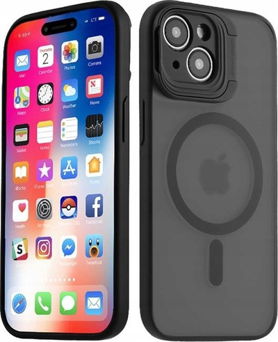 Mbrojtëse telefoni MX Kickstand MagSafe për iPhone 15 Plus 6.7", me këmbëz, e zezë