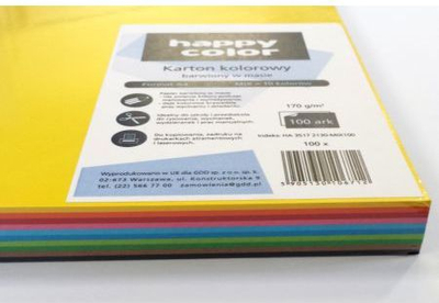 Karton me ngjyra Happy Color, A4, 170 g/m², 100 fletë