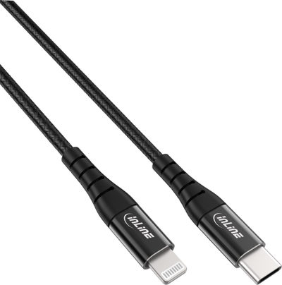 Кабел InLine USB C Lightning, 2m, MFi, црн алуминиум