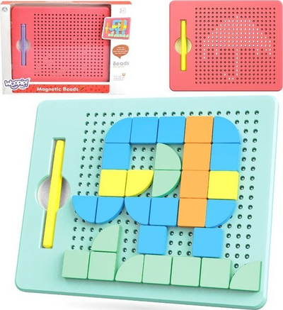 Lodër magnetike Woopie Magnetic Beads, 2 në 1, 112 copë, me shumë ngjyra