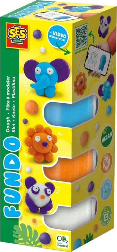 Set plasteline SES Creative 00813 FunDo Dough Wild Animals, 3x90g 1x40g, shumëngjyrësh