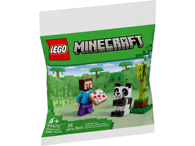 Set LEGO Minecraft Steve and Baby Panda 30672, 35 copë, multikolor