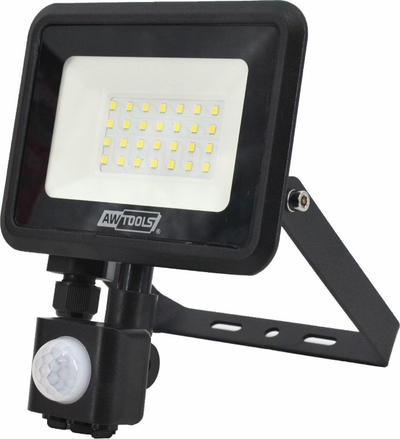 Reflektor LED AWTools SLIM, 20W, me sensor lëvizjeje, i zi