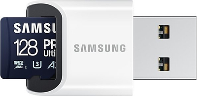 Kartë memorie Samsung Pro Ultimate MicroSDXC, 128GB, 200MB/s, blu