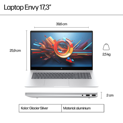 Laptop HP ENVY 17-da0002nw, 17.3", Intel 155H, 32 GB RAM, 2 TB SSD, i argjendtë