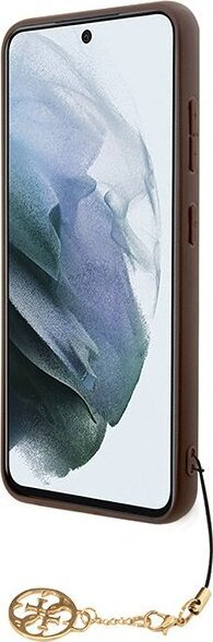 Mbulesë telefoni Guess 4G Charms për Samsung Galaxy A35 5G, kapak mbrapa, lëkurë sintetike, kafe