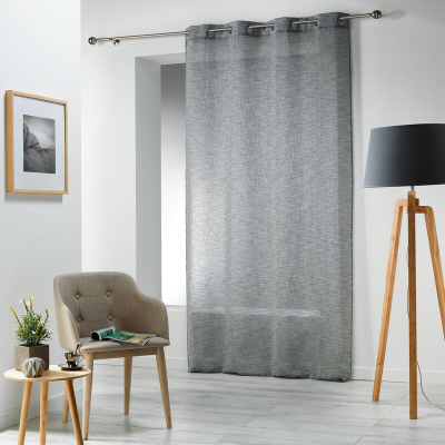 Perde me unaza Douceur d'Intérieur Carlin, voile e lehtë, 140 x 240 cm, ngjyrë antracit