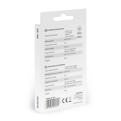 Kuti adapteri për disk 2.5" Savio AK-69, USB C 3.1 Gen 1, i zi