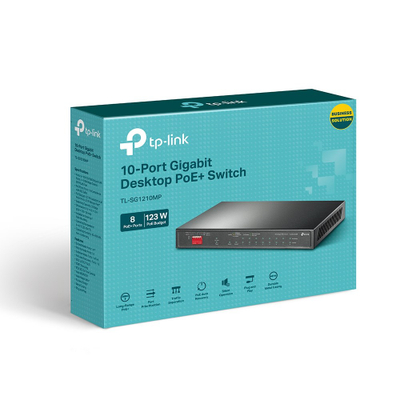 Switch rrjeti TP-Link TL-SG1210MP, 10 porta Gigabit, PoE+, metalik